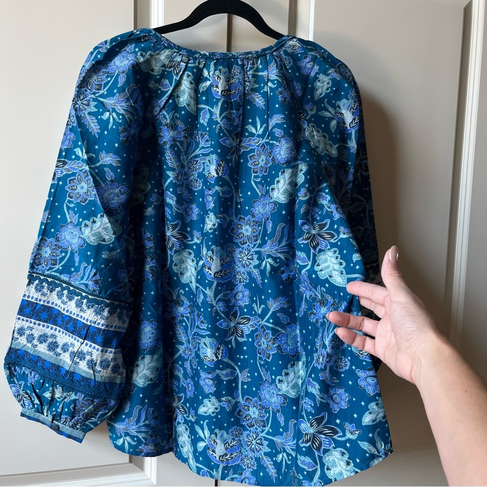 NWT Sundance Arvilla Blue Top Blouse Size Medium - Picture 4 of 8